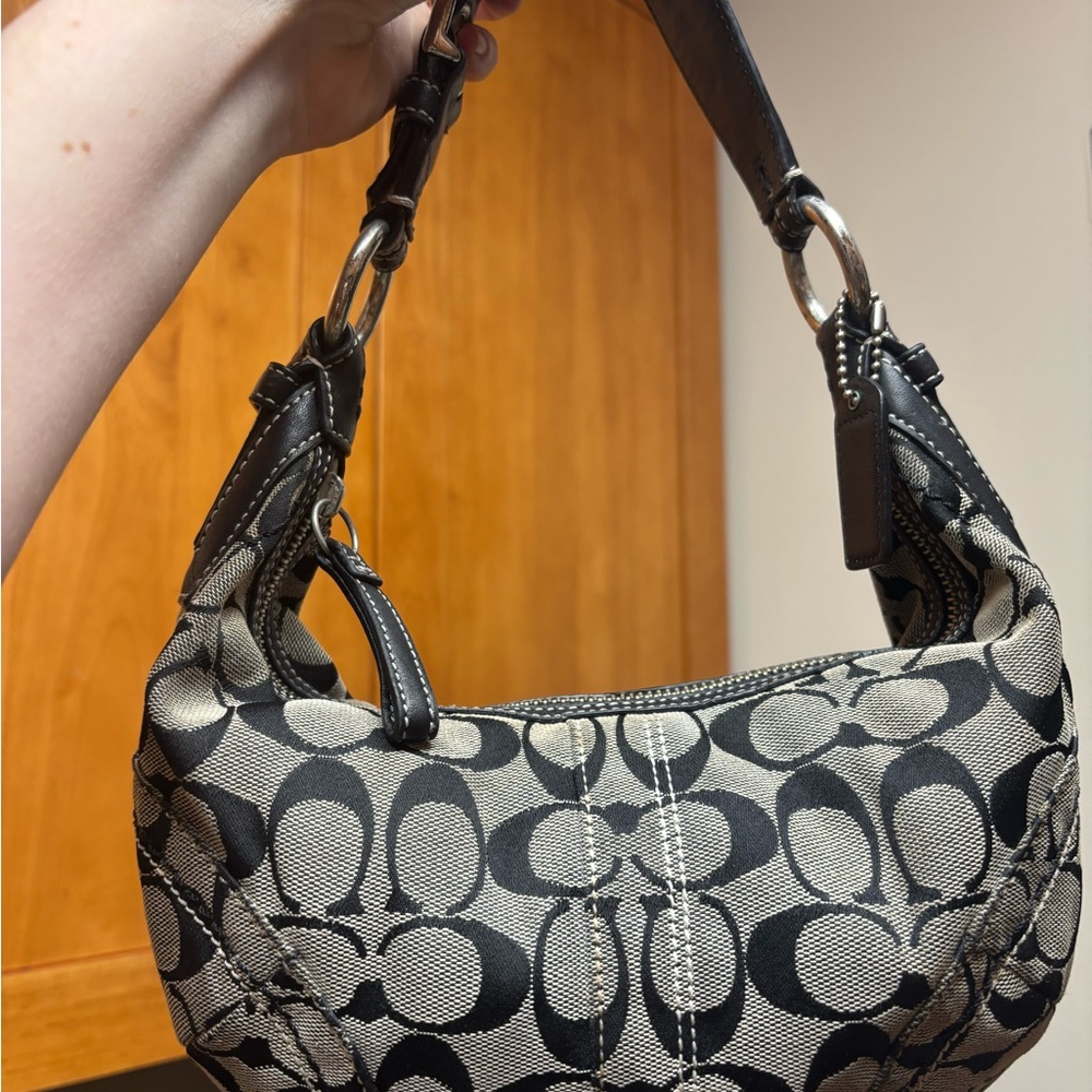 Coach Black Signature Canvas SoHo Hobo Bag